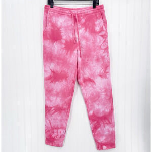 Lularoe Boyfriend Jogger Womens Medium Sweatpant Bright Pink Tie Dye Cozy Lounge